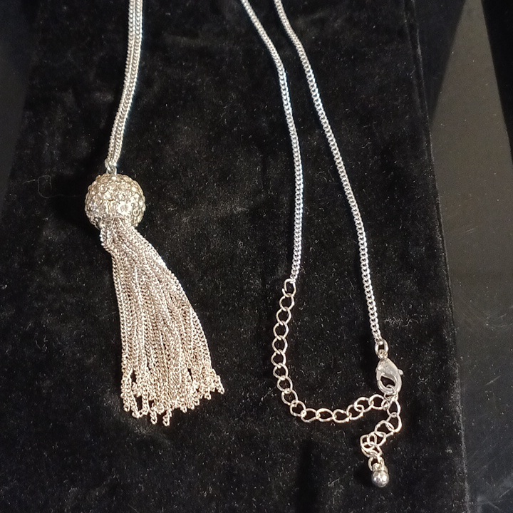 Elegant Silver Tone Tassel Necklace 10$